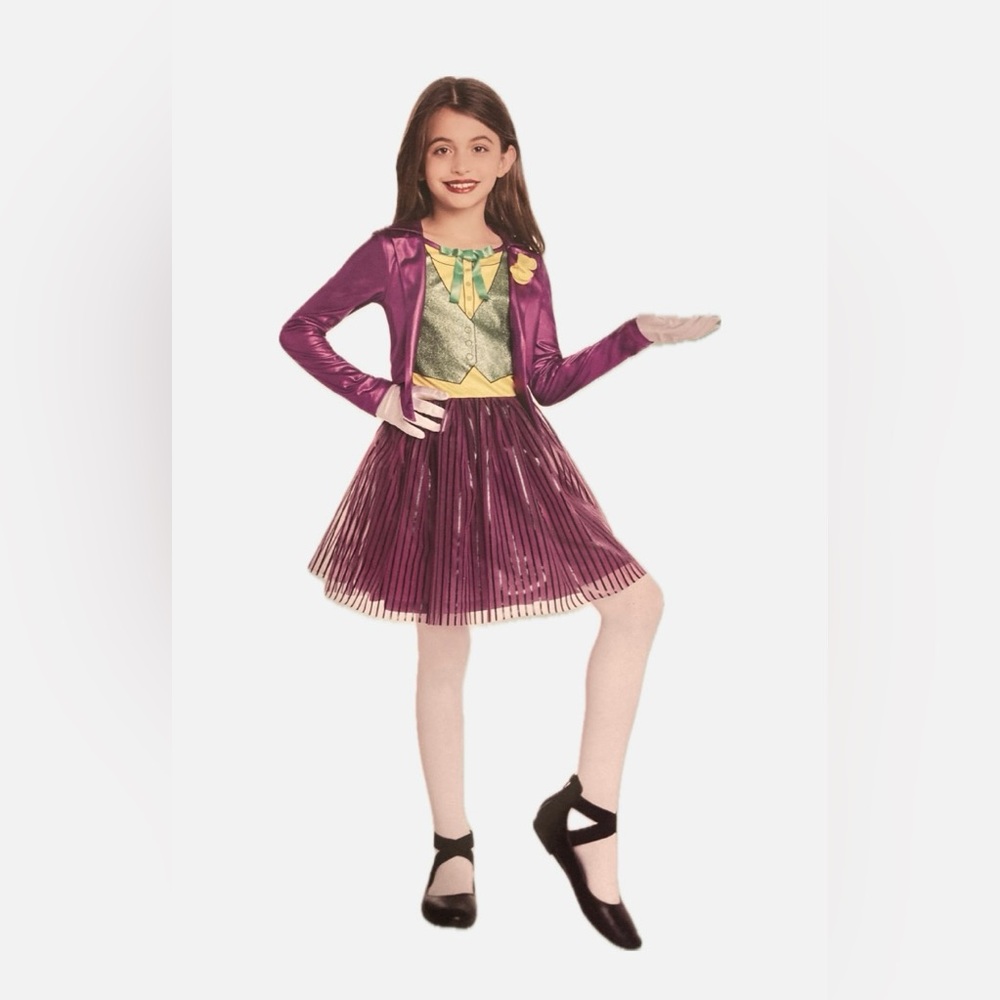 DC The Joker Girl's Child Costume Dress Gloves Girl L 10-12